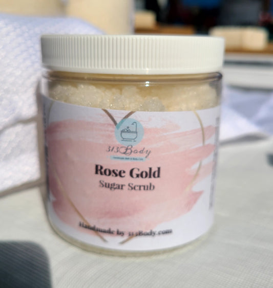 Rose Gold Coarse Sugar Scrub with Shea Butter and Avocado Oil