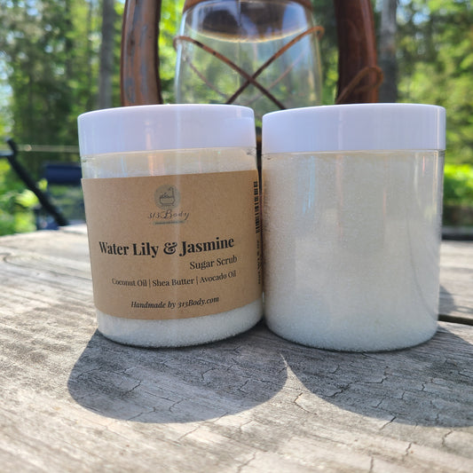 Water Lily & Jasmine Coarse Sugar Scrub with Shea Butter and Avocado Oil