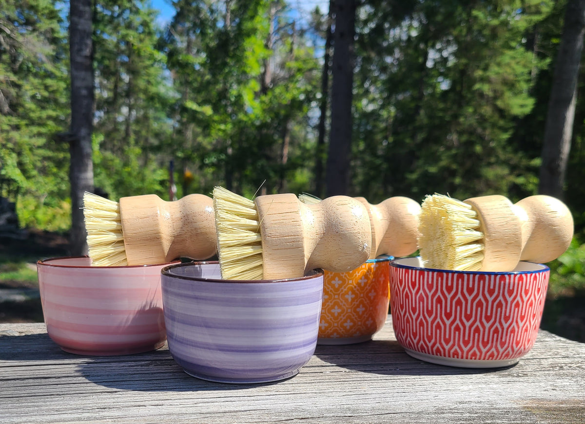 Solid Dish Soap with Ramekin & Brush or Refill Flower Puck