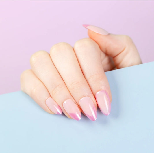 Tallie Makes A Toast ~ Pink Medium Almond ~ SHINY Rose Gold ACCENT