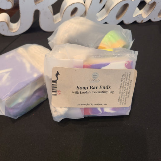 Soap Bar Ends Bag ~ Mixed Lot of 6 oz Soap Ends with Loofah Exfoliating Bag