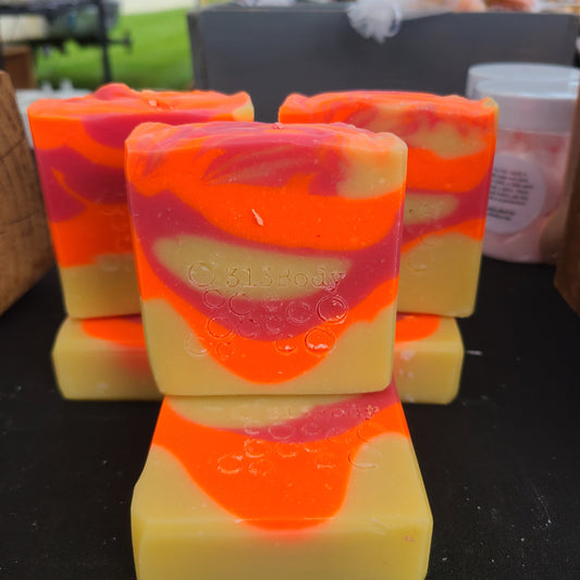 Lake Michigan Sunset ~ Hibiscus Palm Scented Handmade Soap with Goats Milk & Shea Butter