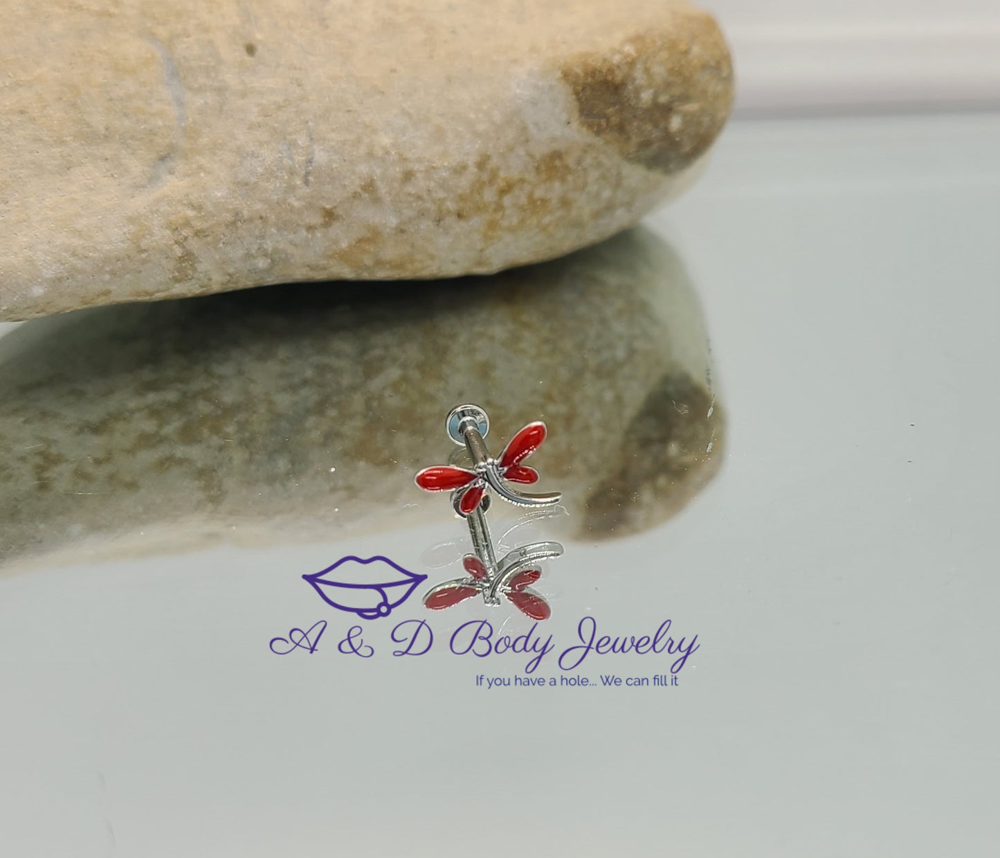 Red Dragonfly Internally Threaded Lip Labret