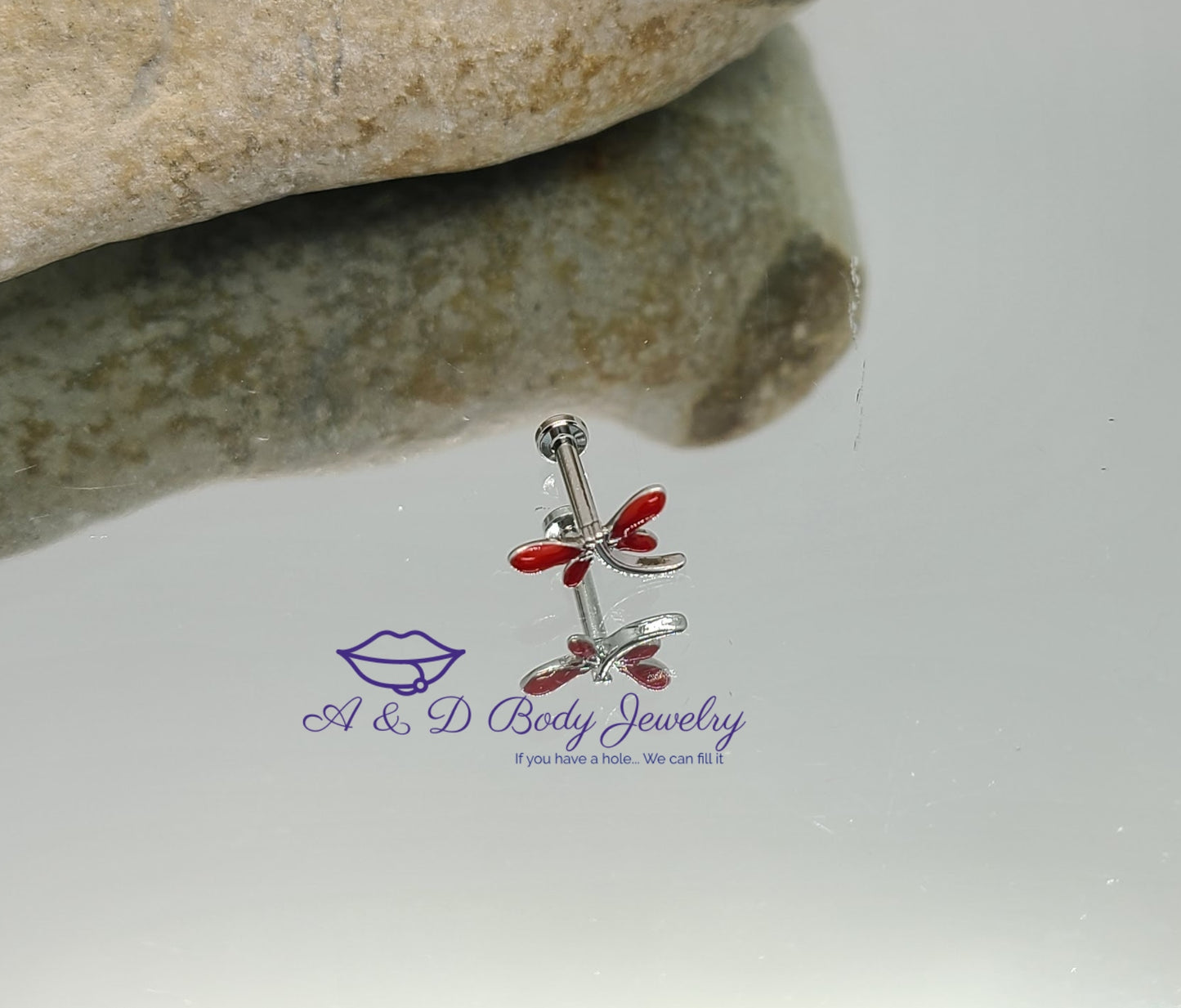 Red Dragonfly Internally Threaded Lip Labret