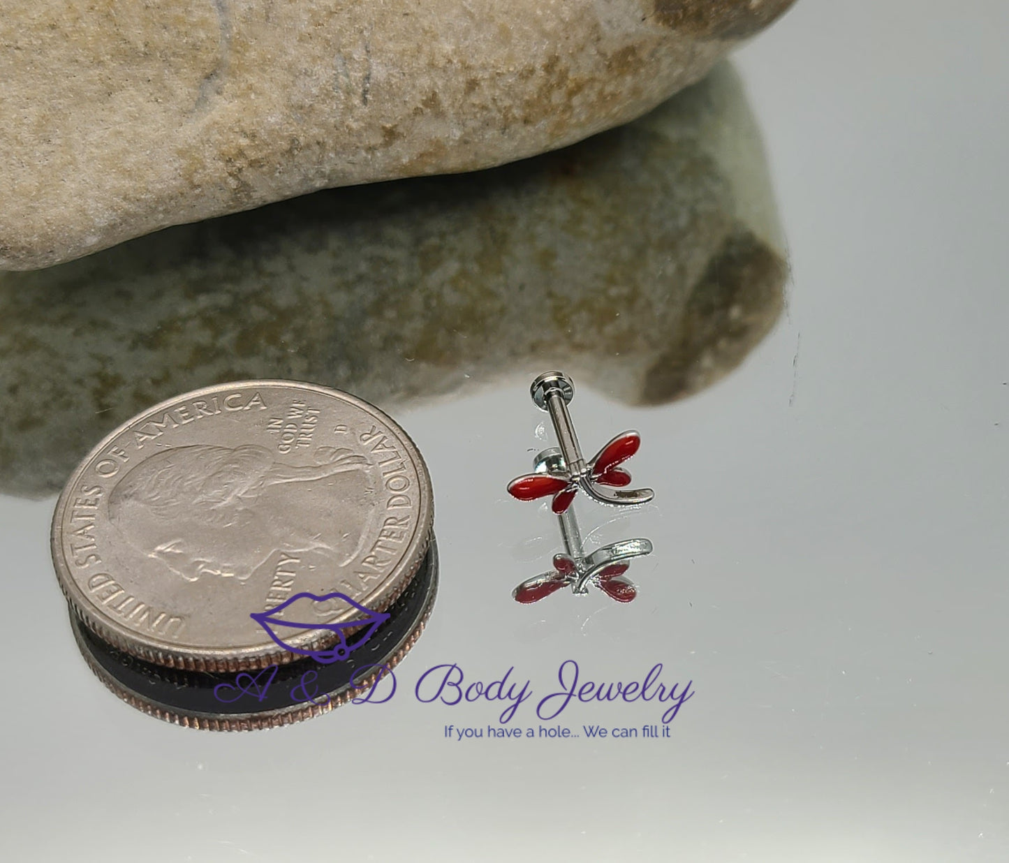 Red Dragonfly Internally Threaded Lip Labret