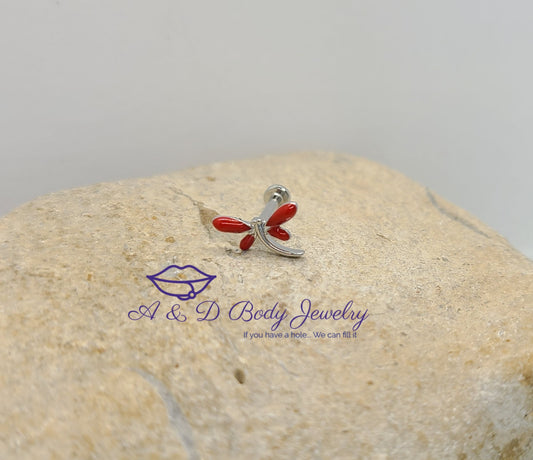 Red Dragonfly Internally Threaded Lip Labret