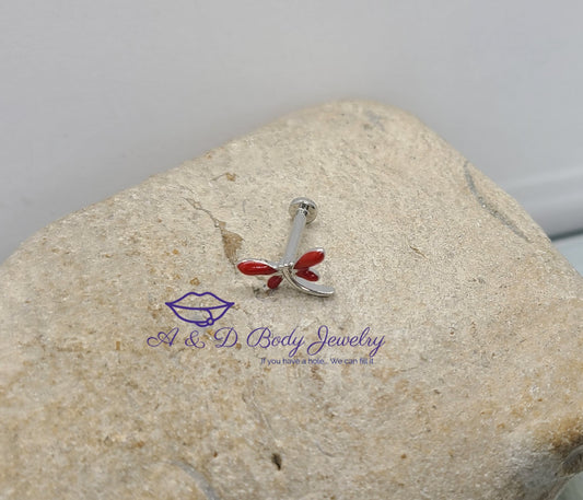 Red Dragonfly Internally Threaded Lip Labret