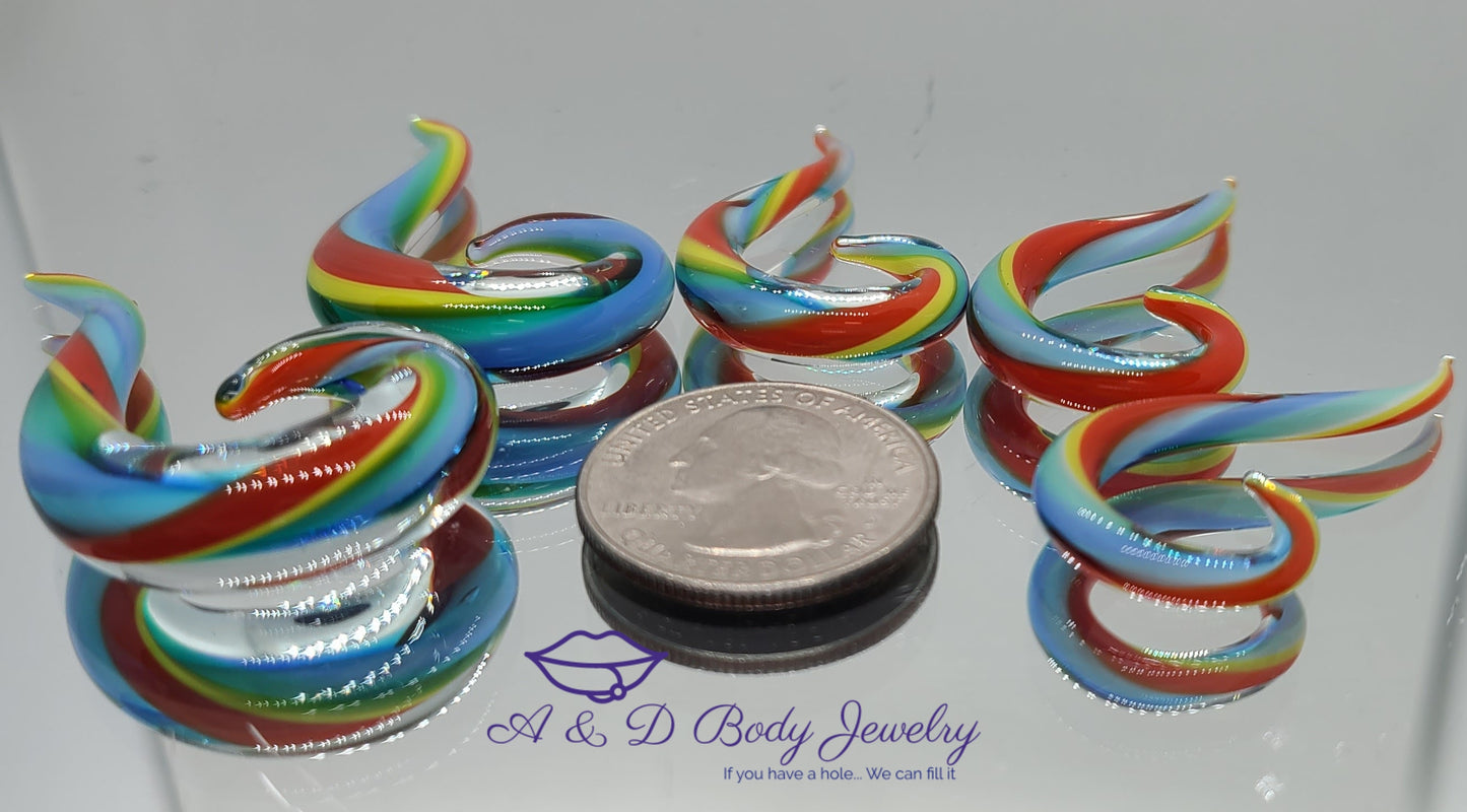 Spiral Rainbow Glass Taper - Hanging Taper