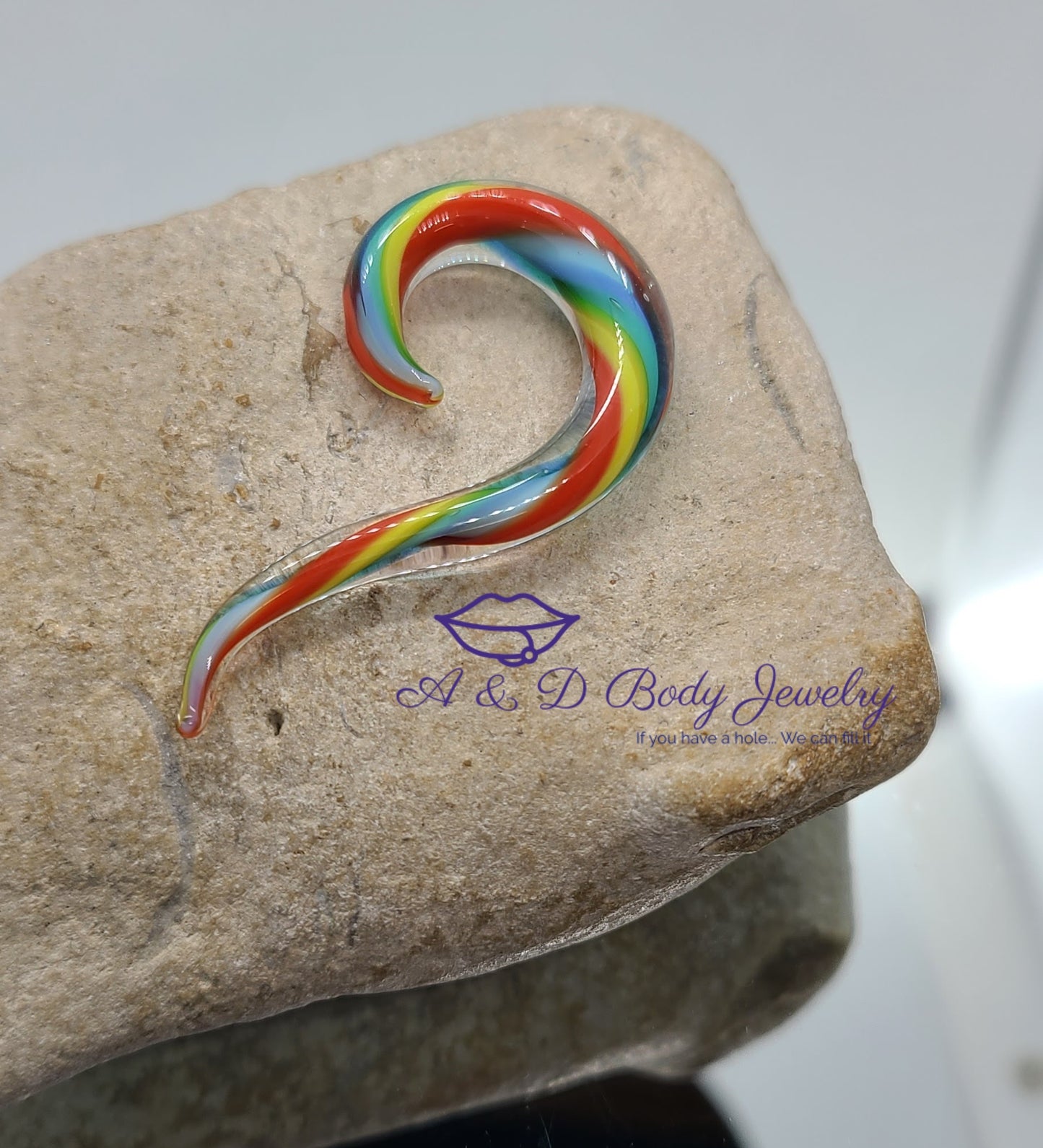 Spiral Rainbow Glass Taper - Hanging Taper