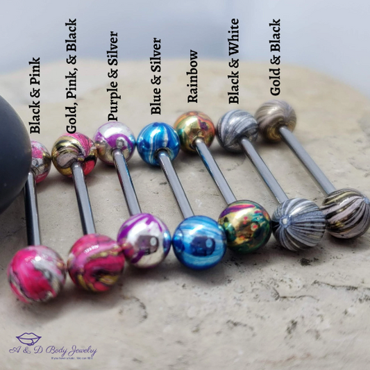 Electric Multi Color Barbells ~ Tongue or Nipple ~