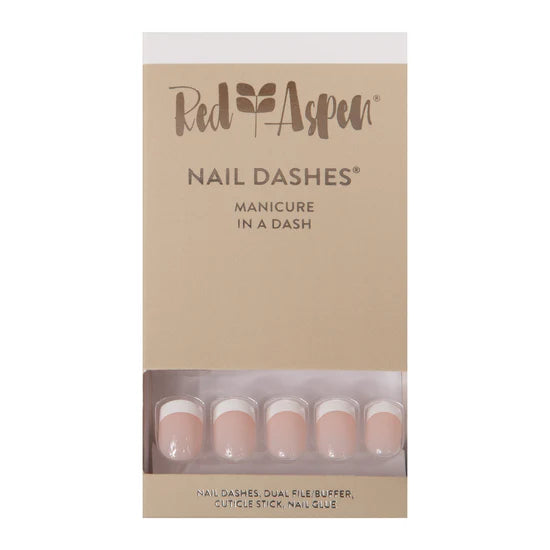 Nell's French Tip ~ French Nude and White Short Square ~ SHINY