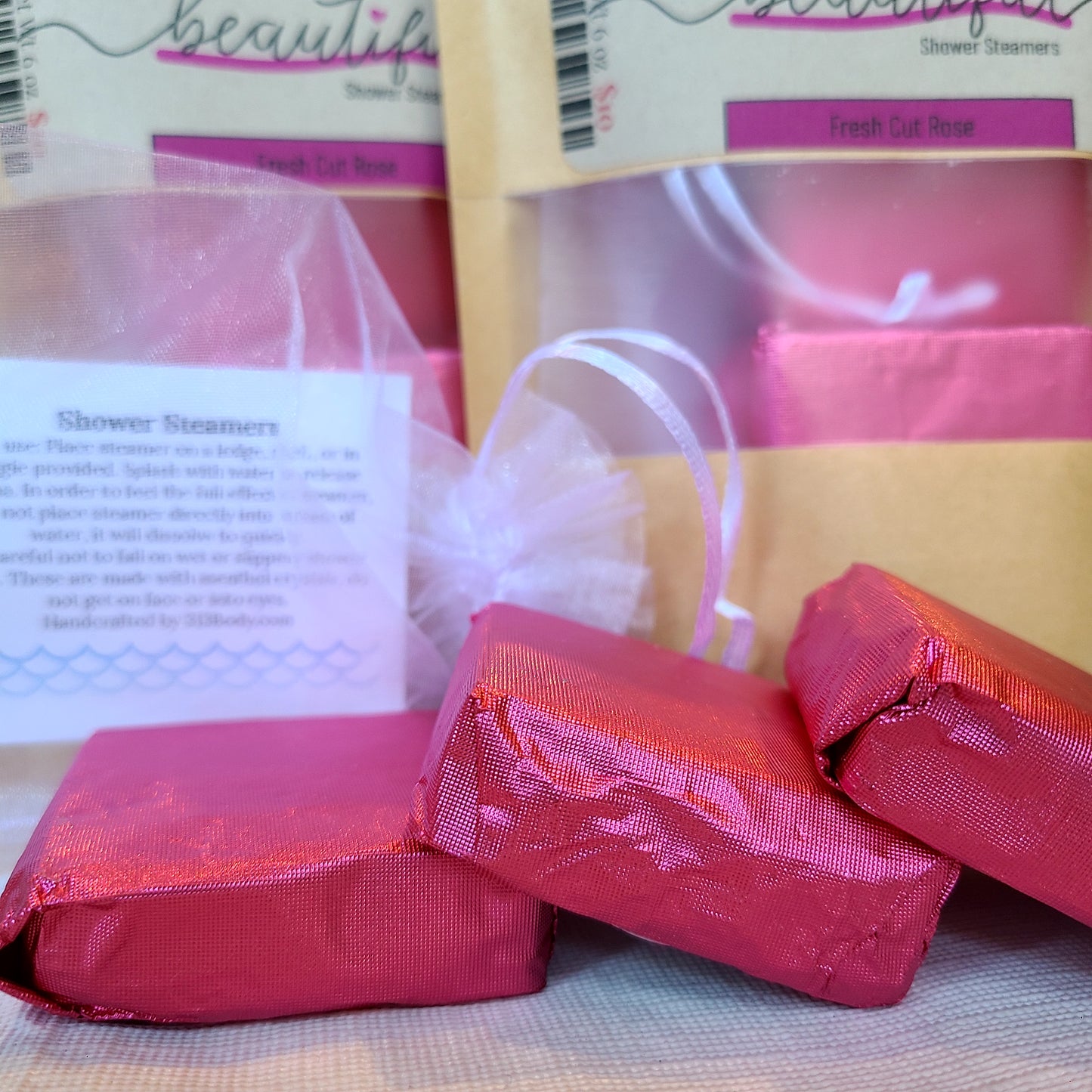 You Are Beautiful - Fresh Cut Rose Shower Steamer with Dried Rose Petals