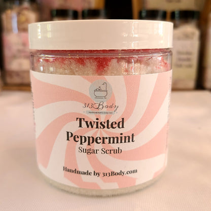 Twisted Peppermint Coarse Sugar Scrub with Shea Butter and Avocado Oil