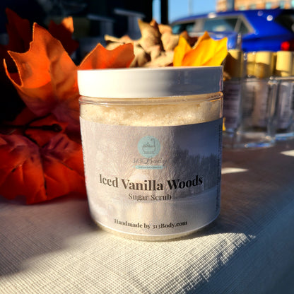 Iced Vanilla Woods Coarse Sugar Scrub with Shea Butter and Avocado Oil