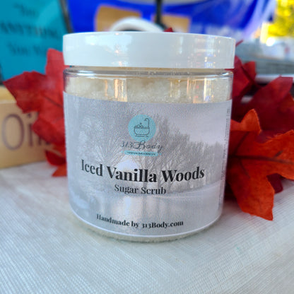 Iced Vanilla Woods Coarse Sugar Scrub with Shea Butter and Avocado Oil