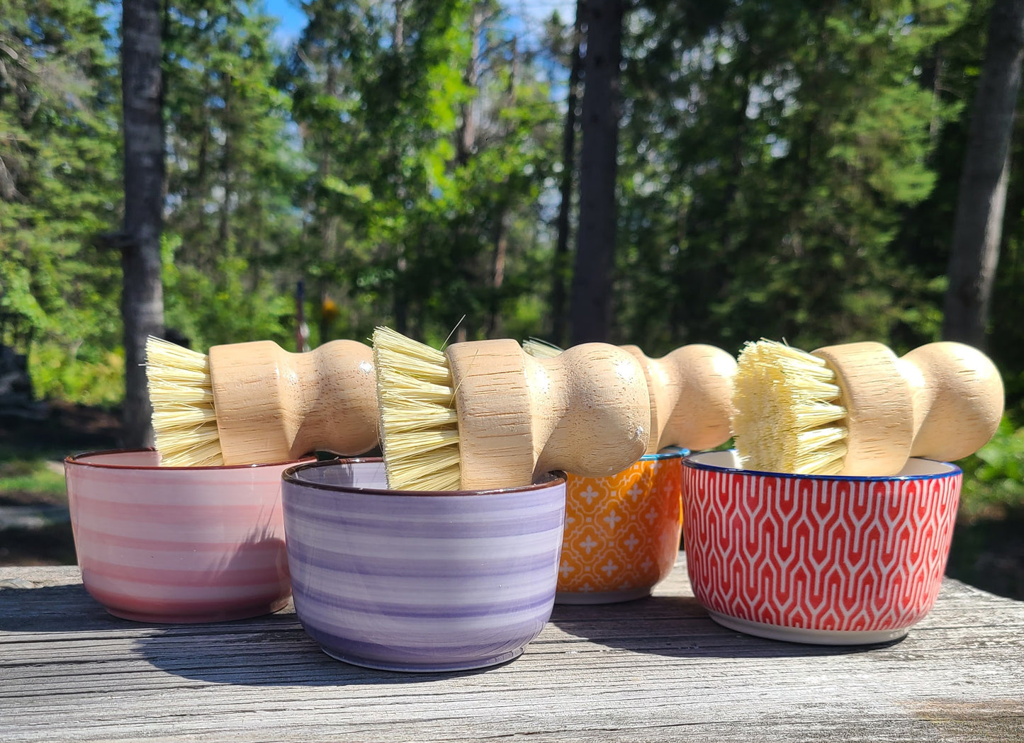 Solid Dish Soap with Ramekin & Brush or Refill Flower Puck