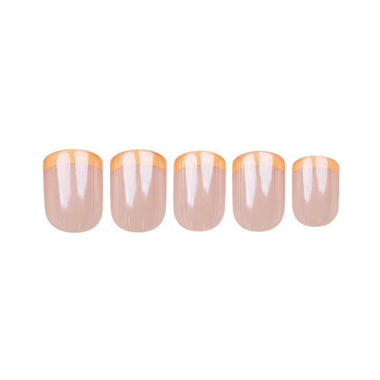 Kaya Papaya ~ French Nude and Orange Short Square ~ SHINY & GLAZED