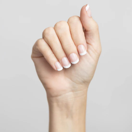 Nell's French Tip ~ French Nude and White Short Square ~ SHINY