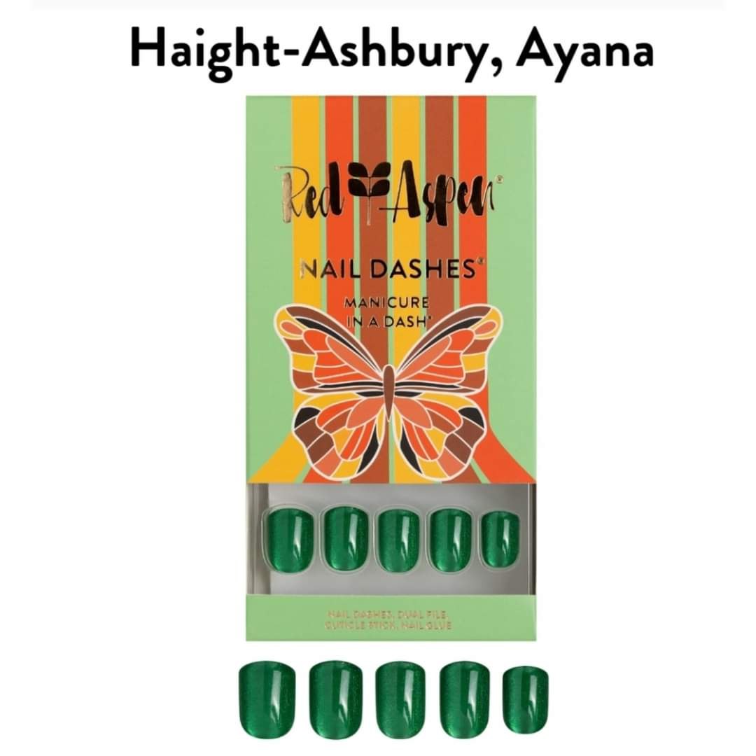 Haight-Ashbury, Ayana ~ Short Square ~ Green Shiny Finish CAT EYE