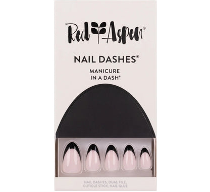 Midnight In Mojave, Maribella ~ Black and White Medium Almond ~ SHINY FRENCH
