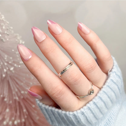 Tallie Makes A Toast ~ Pink Medium Almond ~ SHINY Rose Gold ACCENT
