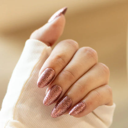 Sparkle On Bestie, Elise ~ Brown Medium Almond ~ SHINY GLITTER