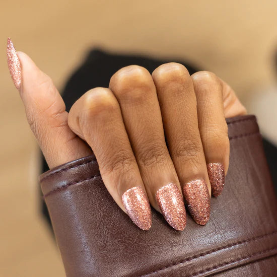 Sparkle On Bestie, Elise ~ Brown Medium Almond ~ SHINY GLITTER