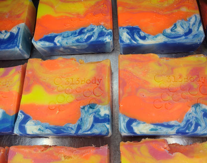 Lake Michigan Sunset ~ Hibiscus Palm Scented Handmade Soap with Goats Milk & Tumeric infused Shea Butter