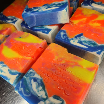 Lake Michigan Sunset ~ Hibiscus Palm Scented Handmade Soap with Goats Milk & Tumeric infused Shea Butter