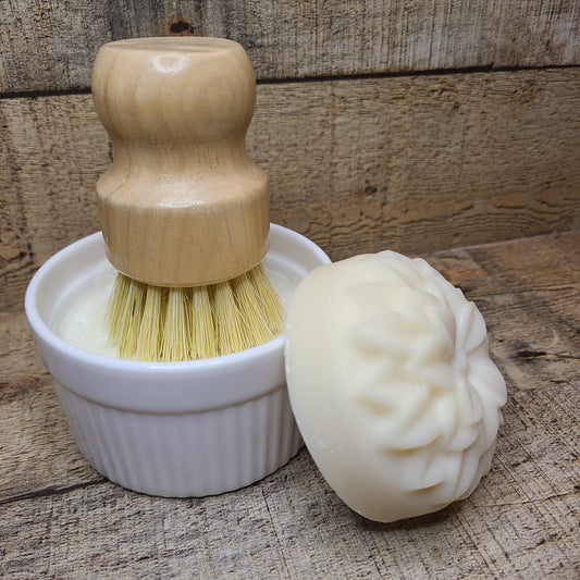 Solid Dish Soap with Ramekin & Brush or Refill Flower Puck