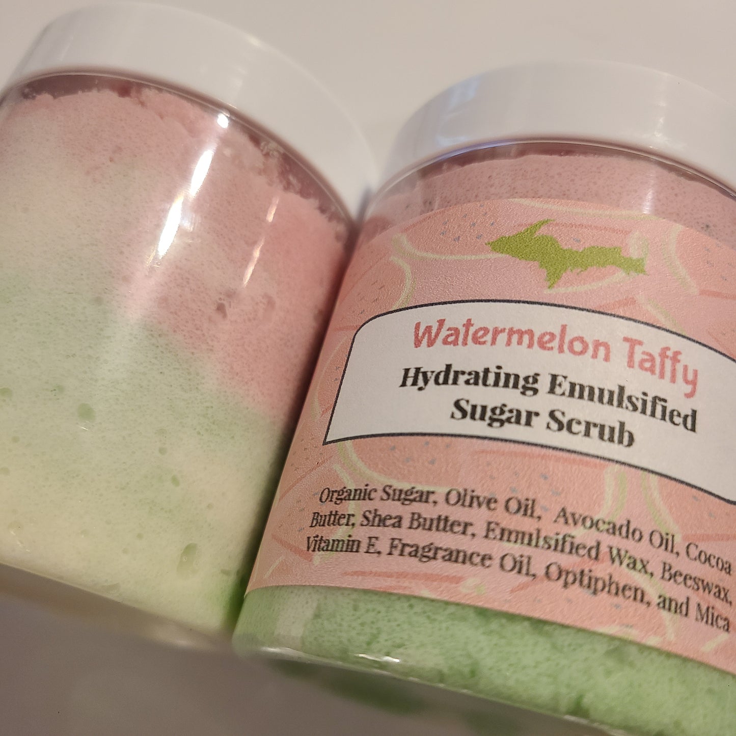 Hydrating Emulsified Sugar Scrub with Shea Butter, Cocoa Butter, Avocado Oil