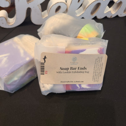 Soap Bar Ends Bag ~ Mixed Lot of 6 oz Soap Ends with Loofah Exfoliating Bag
