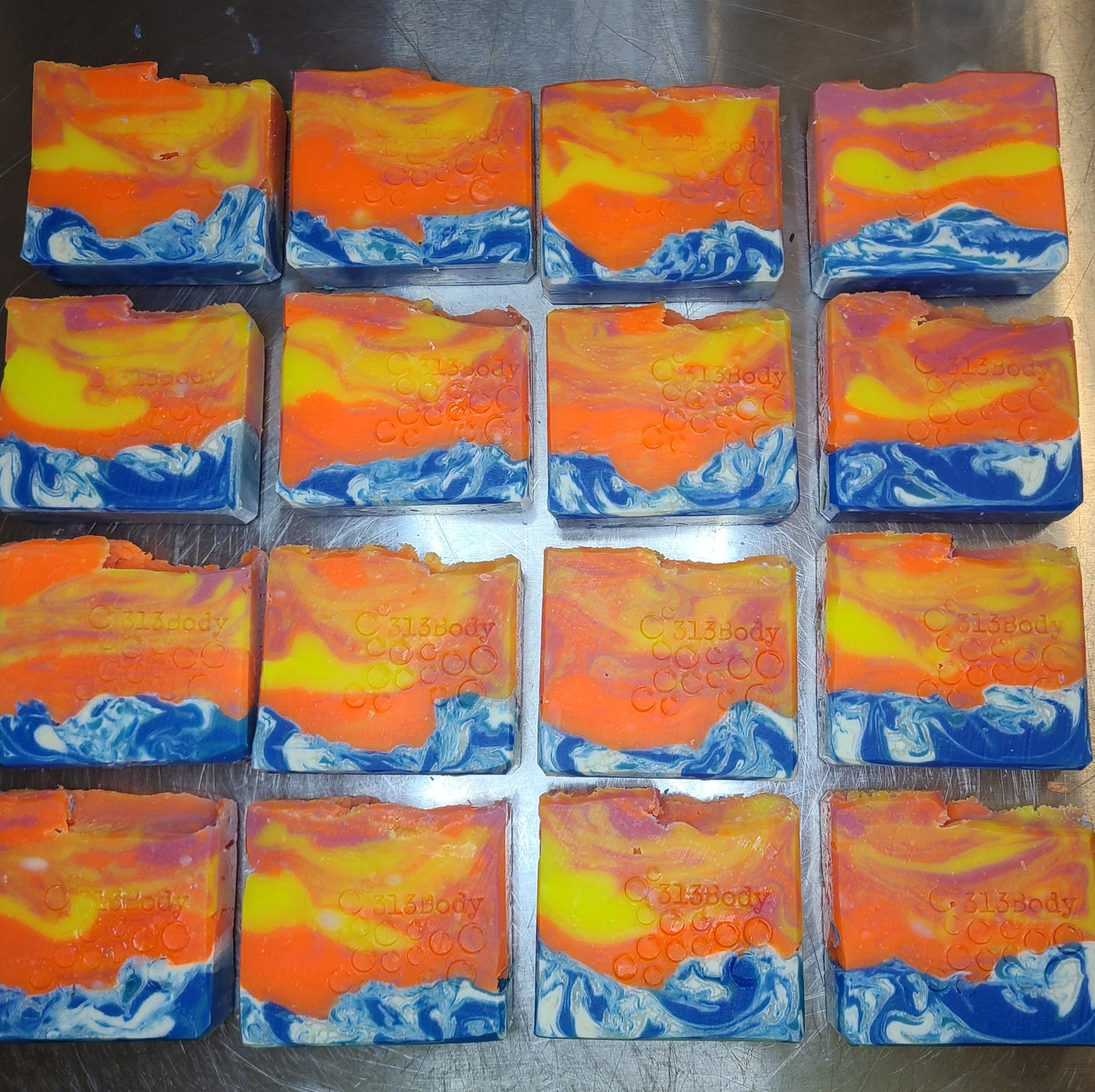 Lake Michigan Sunset ~ Hibiscus Palm Scented Handmade Soap with Goats Milk & Tumeric infused Shea Butter