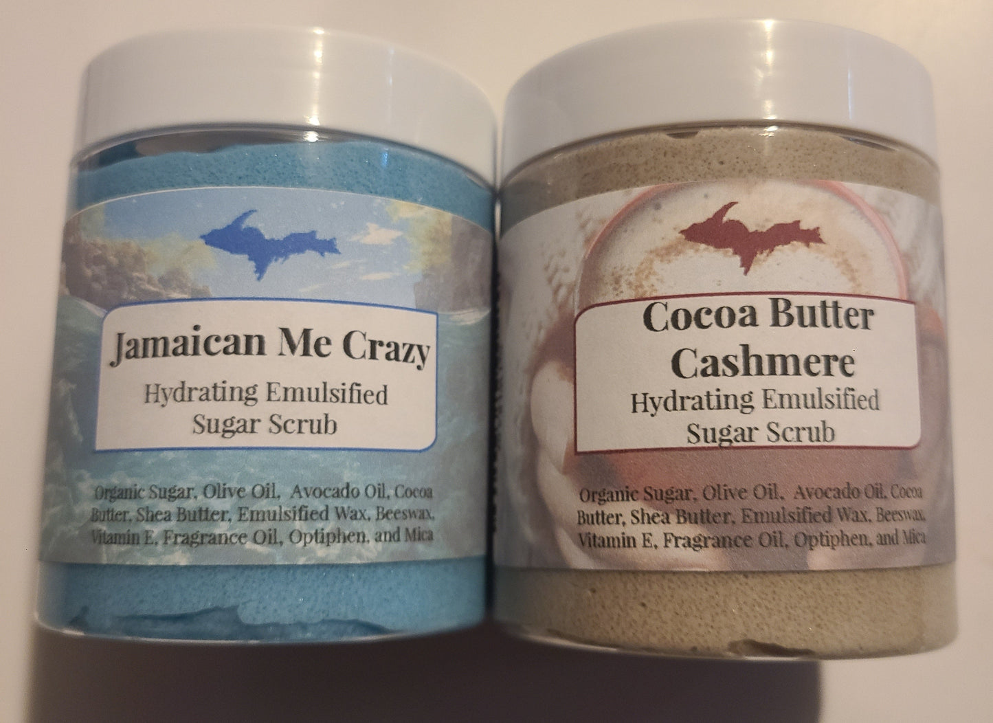 Hydrating Emulsified Sugar Scrub with Shea Butter, Cocoa Butter, Avocado Oil