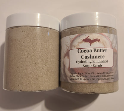 Hydrating Emulsified Sugar Scrub with Shea Butter, Cocoa Butter, Avocado Oil