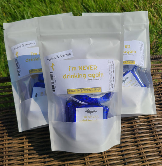 i'm never drinking again ~ Lemon, Peppermint, and Ginger Shower Steamer - 3 Pack