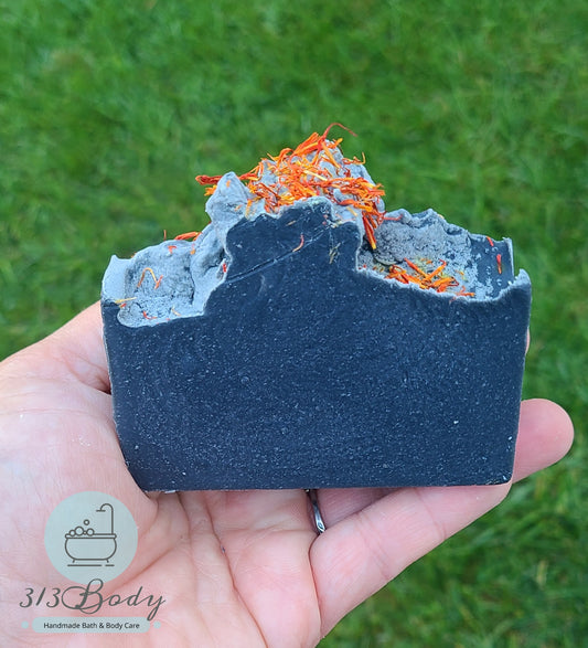 Activated Charcoal Handmade Soap with Geranium & Clary Sage Essential Oil