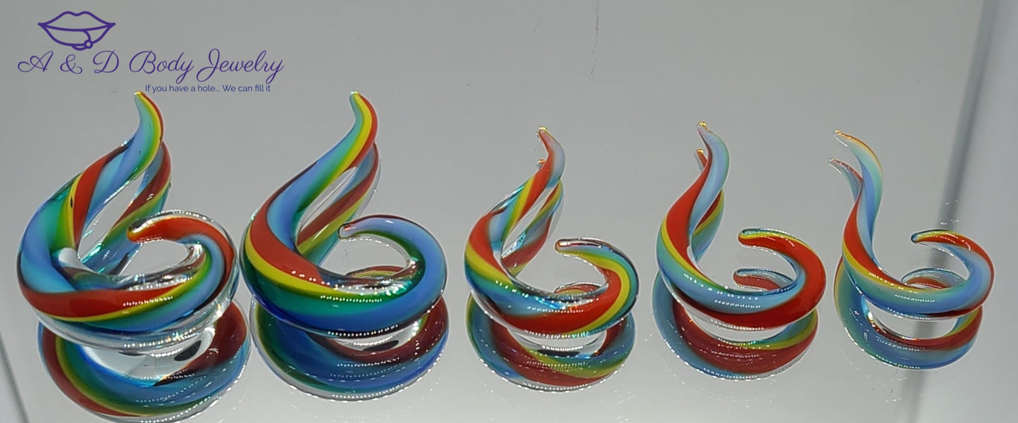 Spiral Rainbow Glass Taper - Hanging Taper