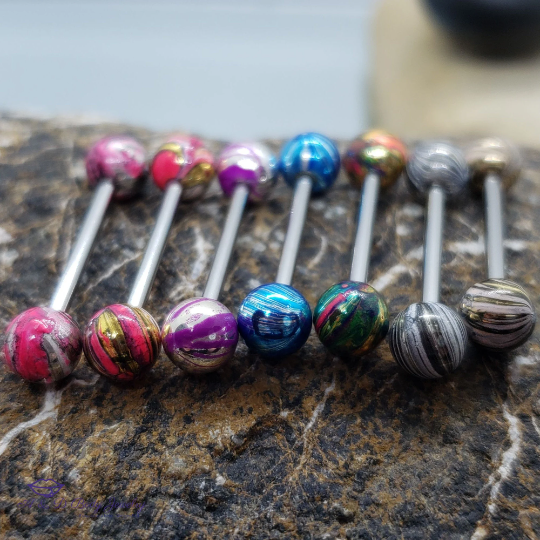 Electric Multi Color Barbells ~ Tongue or Nipple ~